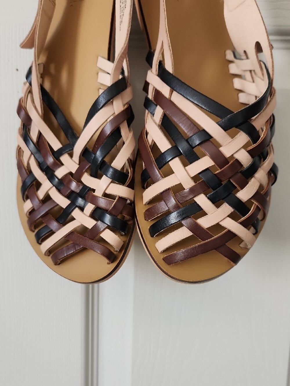 Find Woven Multi-Color Leather Slingback Sandals - Women Size 8.5 - Picture 3 of 8